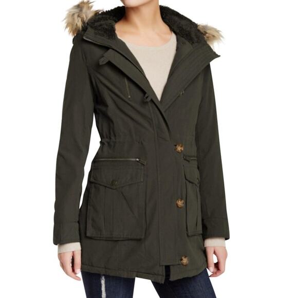 Rachel Roy NWT Loden Army Green Hooded Parka Coat Medium